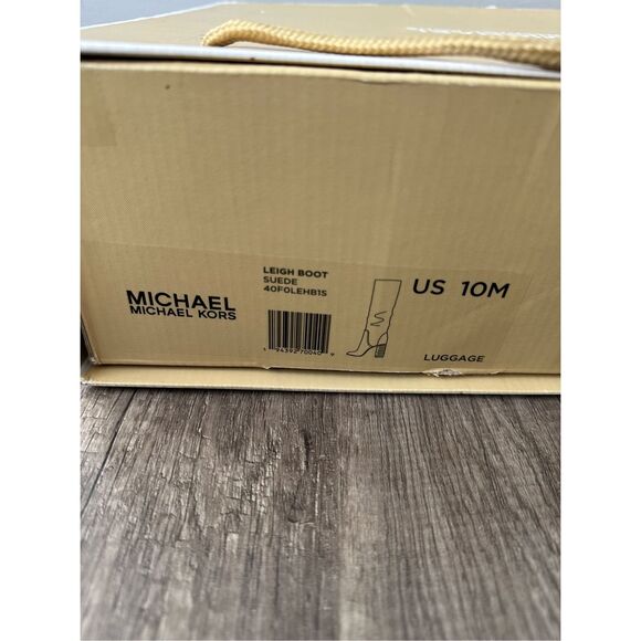 Michael Kors Slouchy Suede Round Toe Heeled Pull-on Leigh Boots Luggage Size 10 - Picture 12 of 12